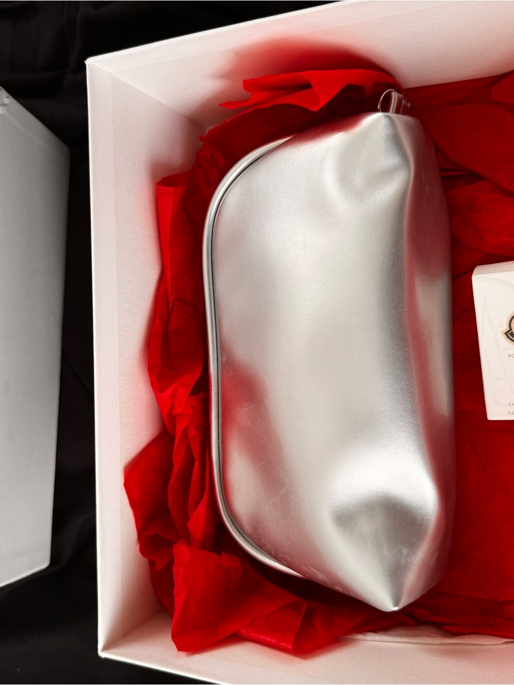 Moncler Silver Metallic Cosmetic Pouch